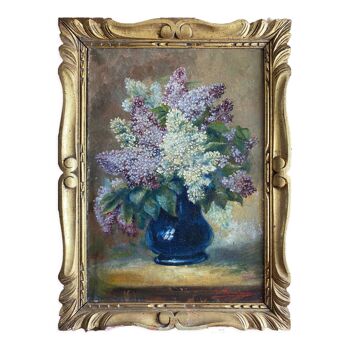 Tableau "Bouquet de Lilas" signé G. Beaudouin fin XIX° et cadre