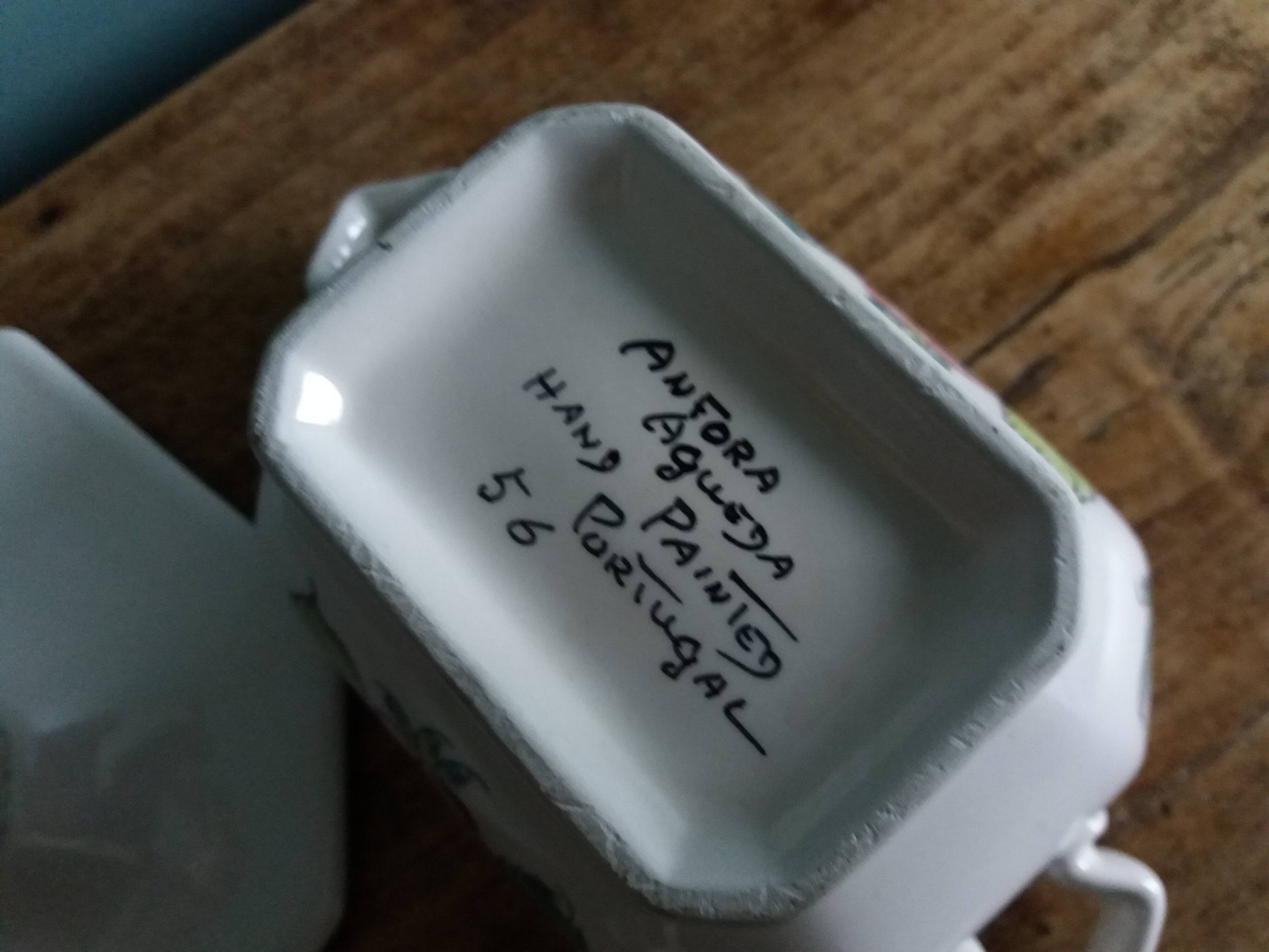 Sugar or mustard bowl Anfora Agueda hand painted ceramic Portugal