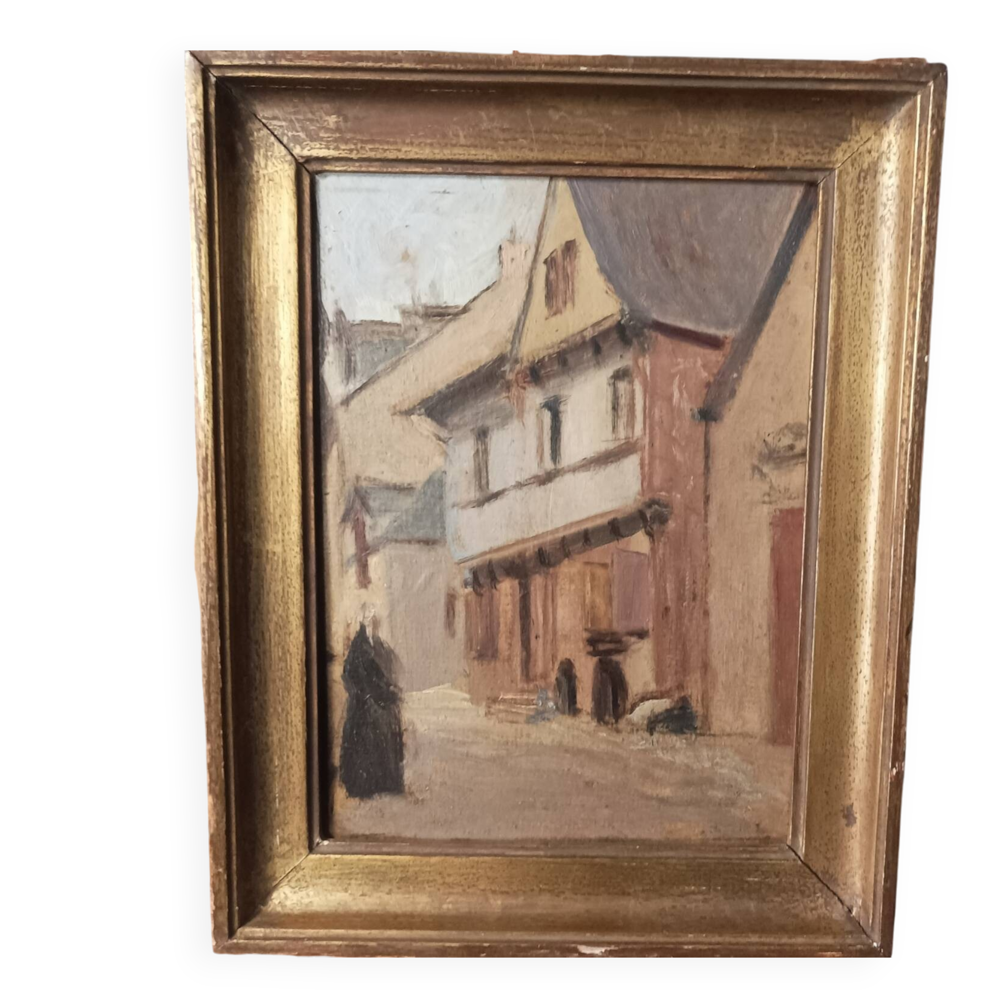 Small painting, village street in Brittany