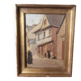 Small painting, village street in Brittany