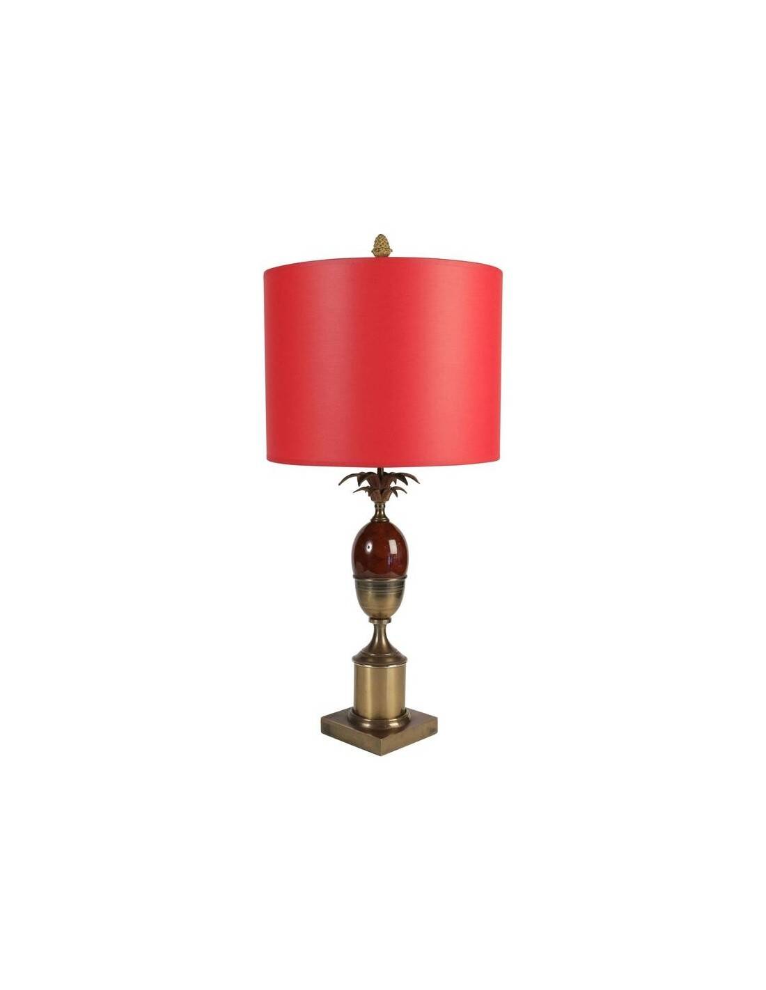 1960s table lamp in brass and red resin