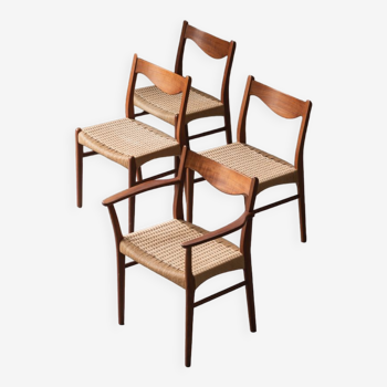 Ensemble de 4 chaises de salle à manger modèle GS60 par Arne Wahl Iversen pour Glyngøre Stolefabrik Danemark 1960s