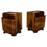1940s pair of Art Deco bedside tables, Czechoslovakia