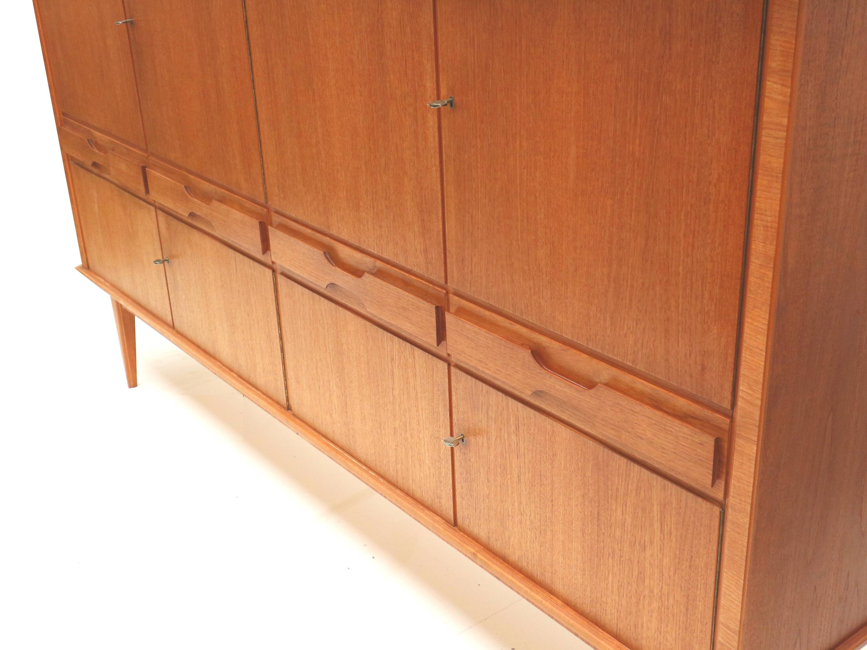 Large vintage teak highboard made in the 60s