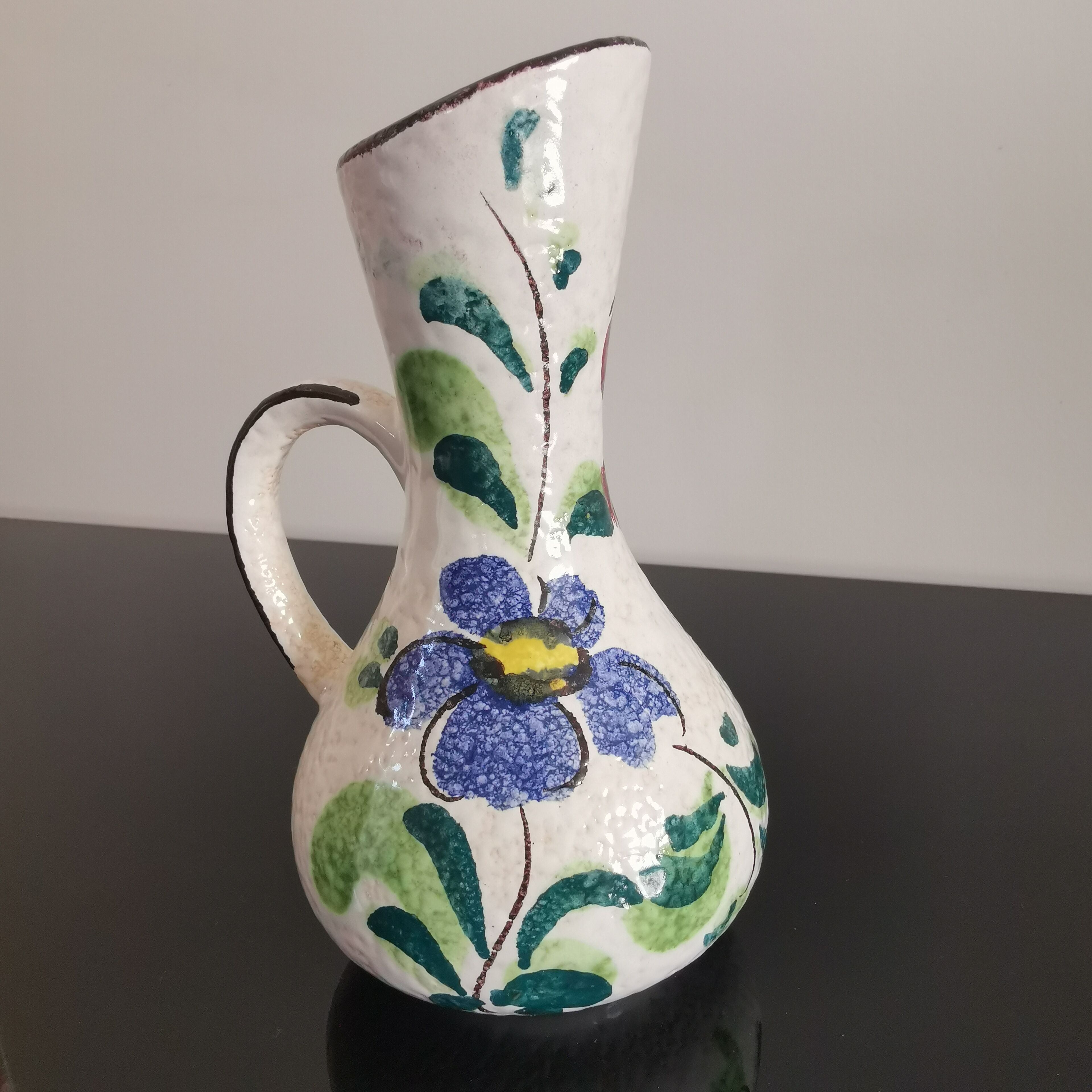 Vase with ceramic handle West Germany
