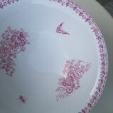 Salad bowl with pink decoration in iron earth