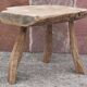 Brutalist coffee table in solid wood, tripod. (Popular art)