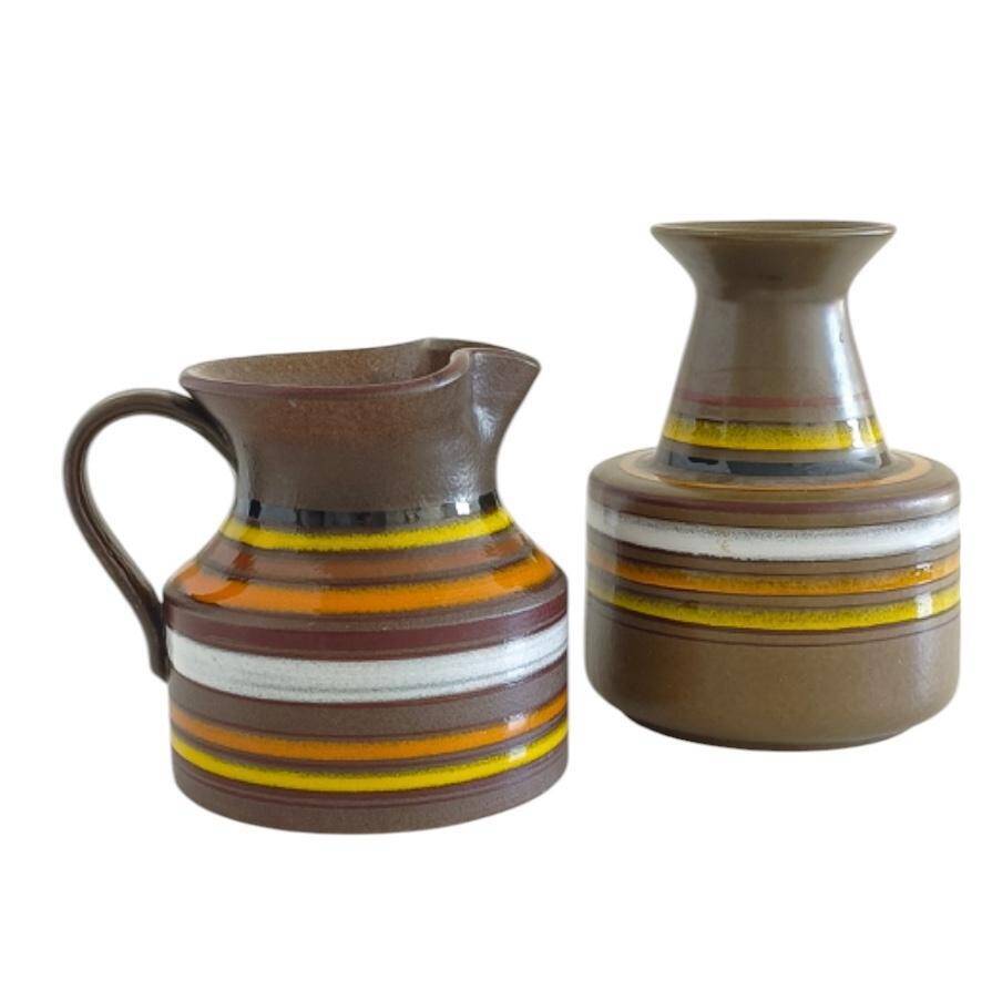 Bitossi Ceramic Vase and Pitcher Set by Aldo Londi, Handmade in Italy