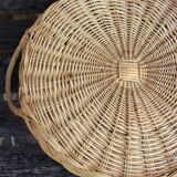 Round wicker top vintage basketry