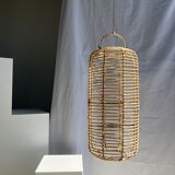 Large lantern-shaped rattan pendant lamp H50 D24