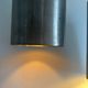 Pair of vintage brushed metal pendant lamps, France 1960