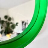 Miroir rond en plastique vert, années 70
