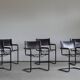Ensemble de 6 fauteuils en porte-à-faux vintage en cuir brun par Linea Veam, Italie, années 70