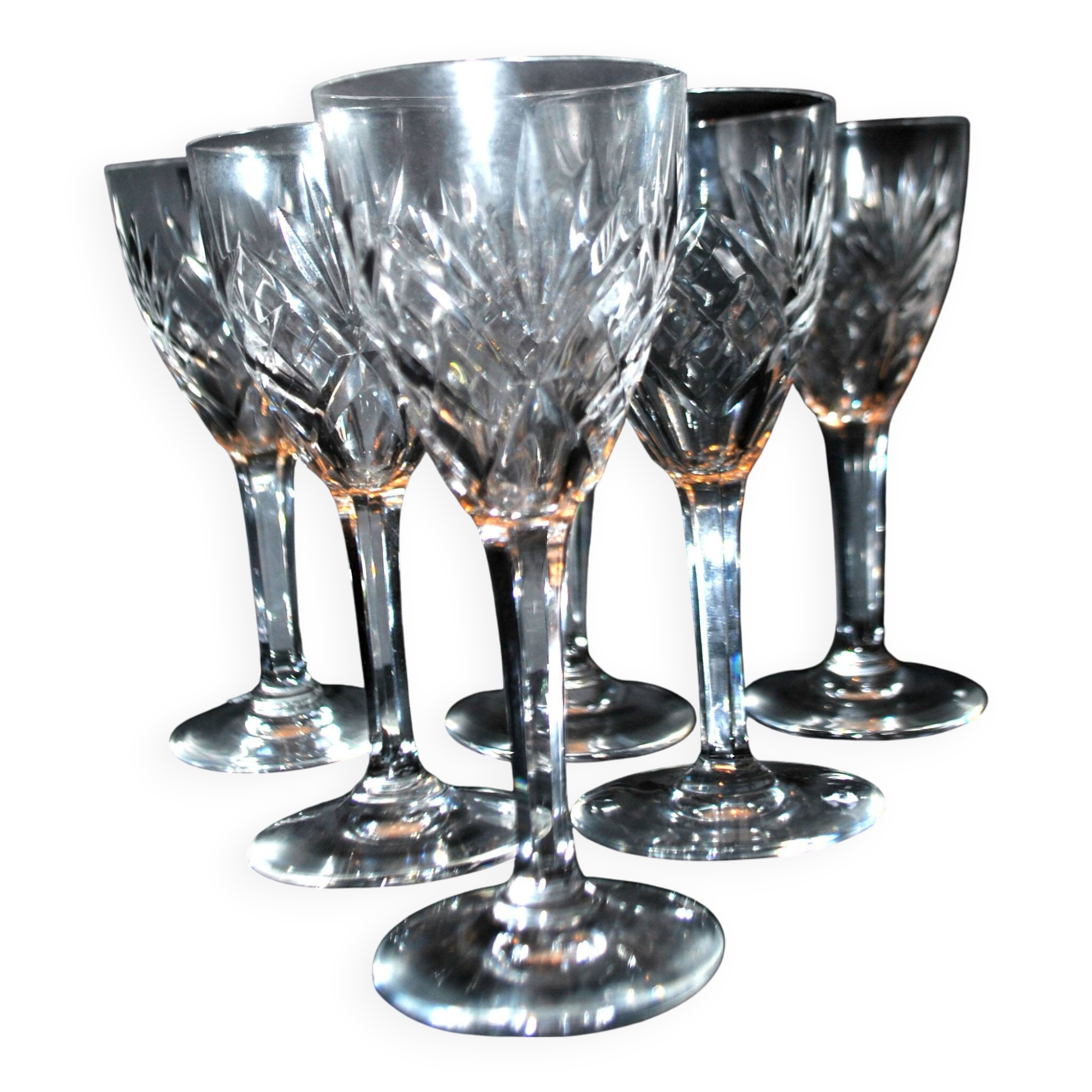Set of 6 chantilly white wine glasses, cut crystal from saint-louis, h14cm