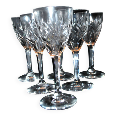 Lot de 6 verres à vin blanc chantilly cristal taillé de saint-louis  h14cm