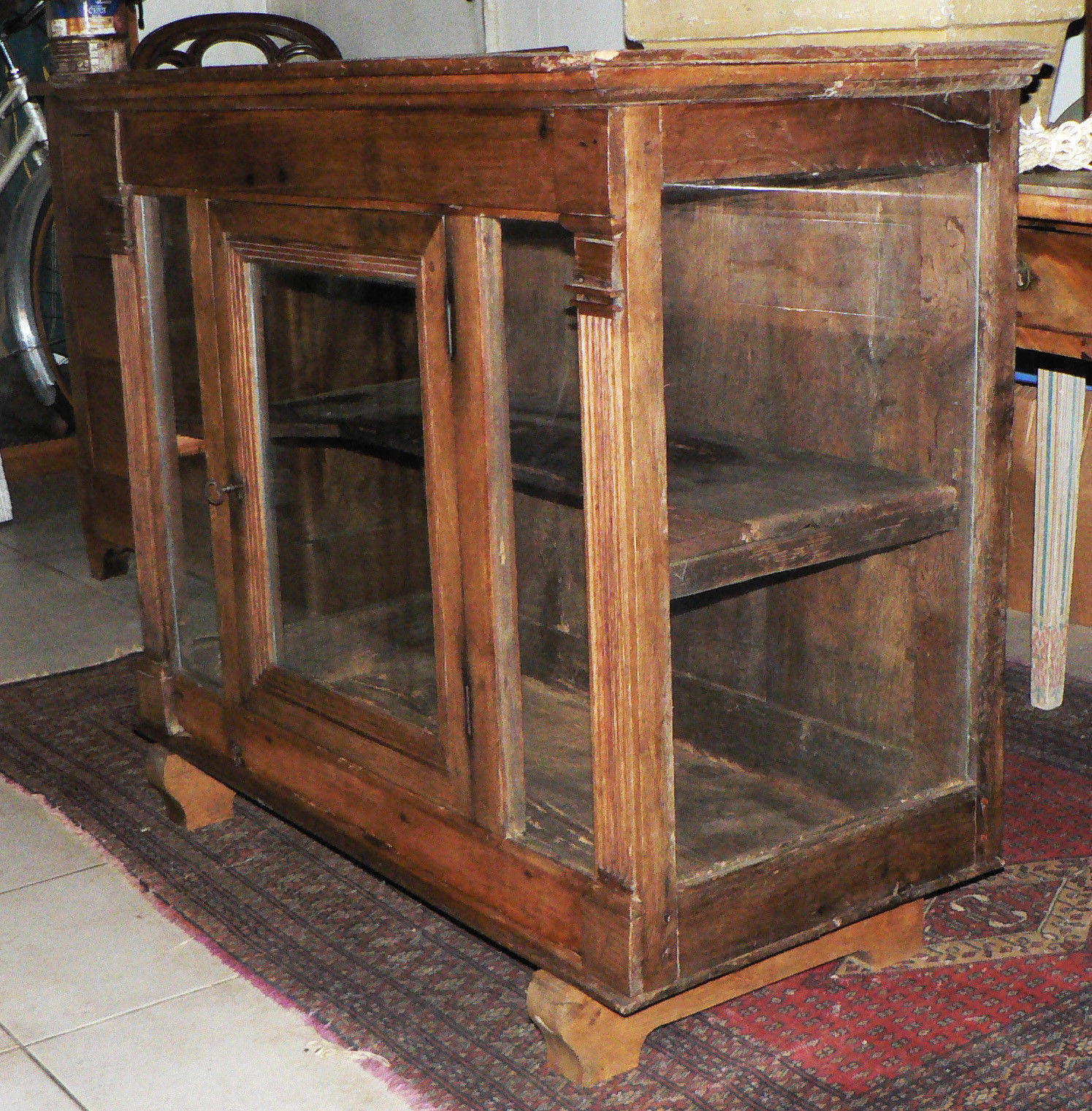 Food guard forming oak and cherry showcase early 19th century