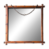 19th-century French chinoiserie-style mirror with a bamboo frame