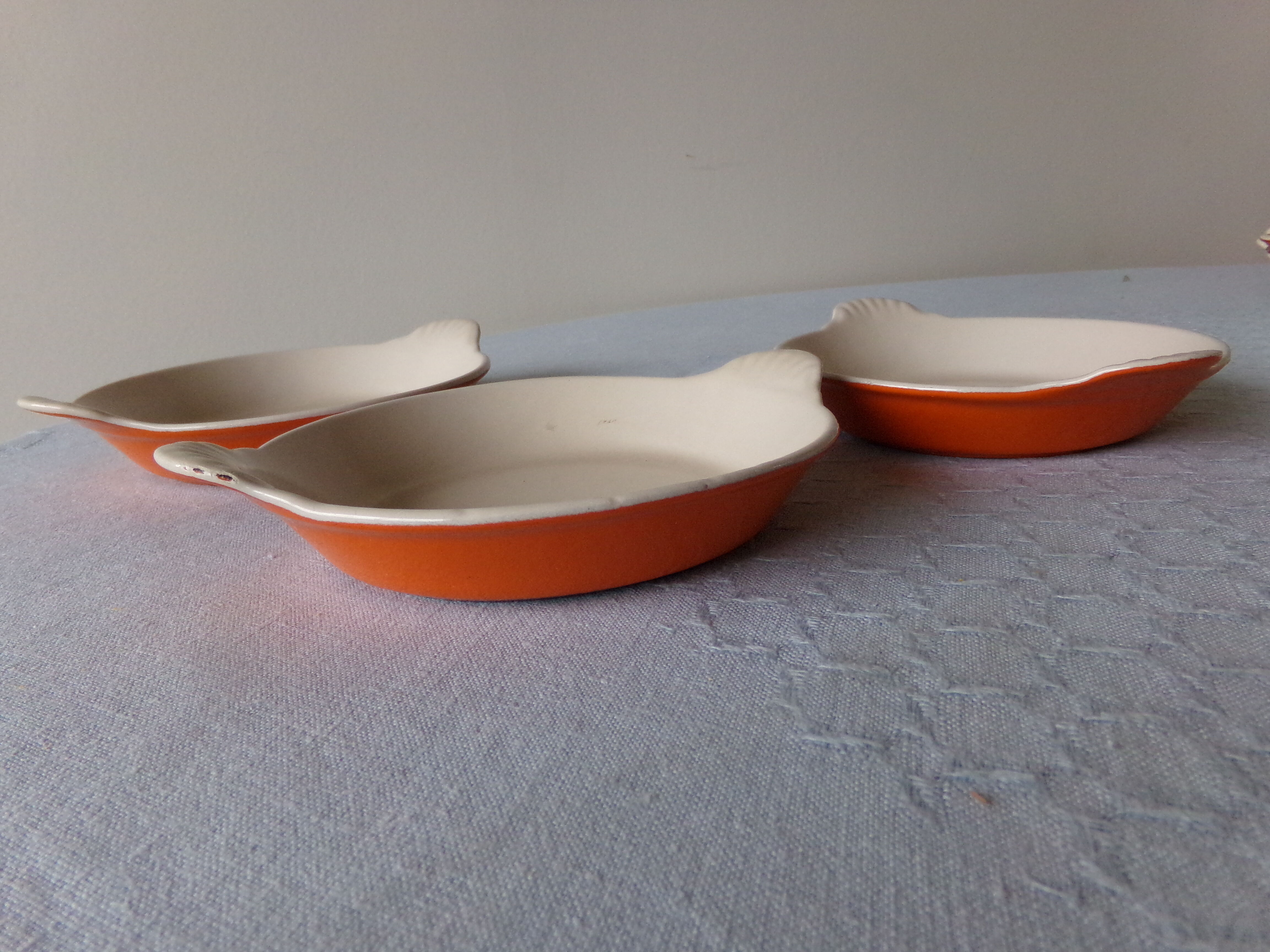 Egg dishes Le Creuset cast iron orange vintage 1970/1980