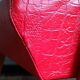 Compass leg armchair in solid beech & red crocodile-effect faux leather