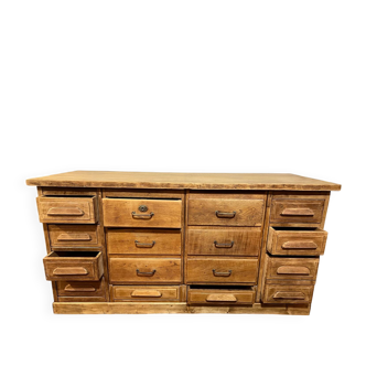 Ancien meuble de métier à tiroirs en chêne