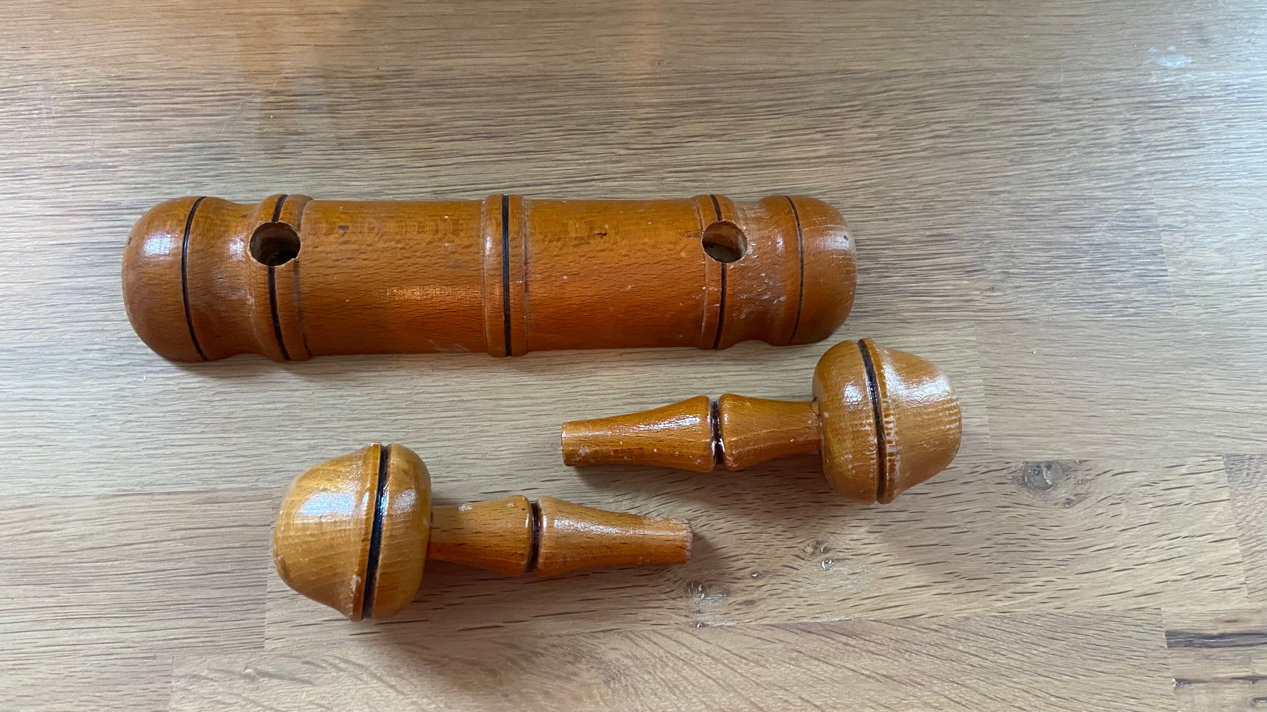 Coat rack with 2 old wooden hooks