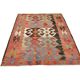 4x6 Red & Green Geometric Persian Kilim Rug, 132x194Cm