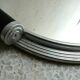 Art Deco round tray, mirror and aluminum tower, 2 wooden handles