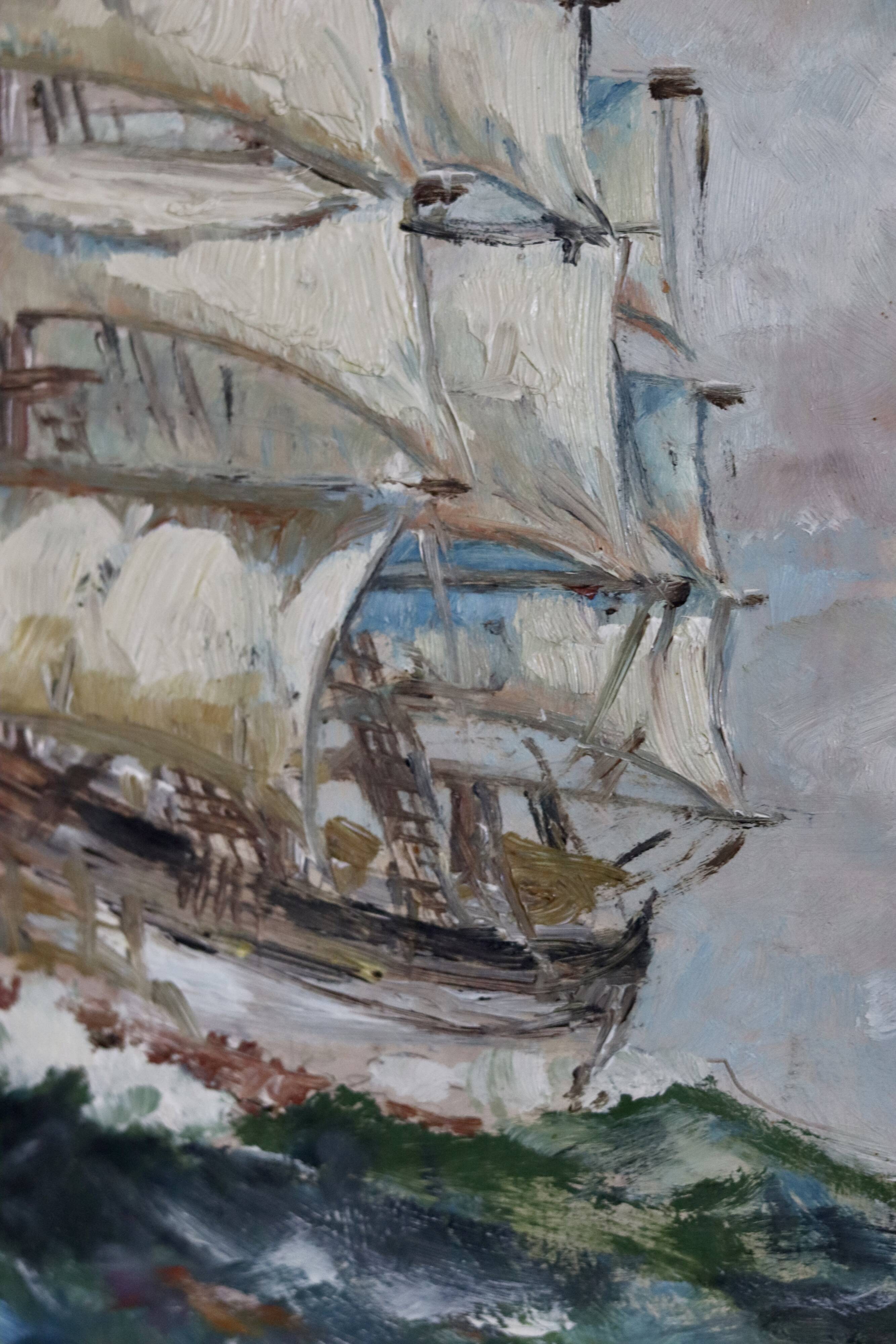 Swedish Mid-Century Oil on Canvas " Blåklocka" by S. Borgström