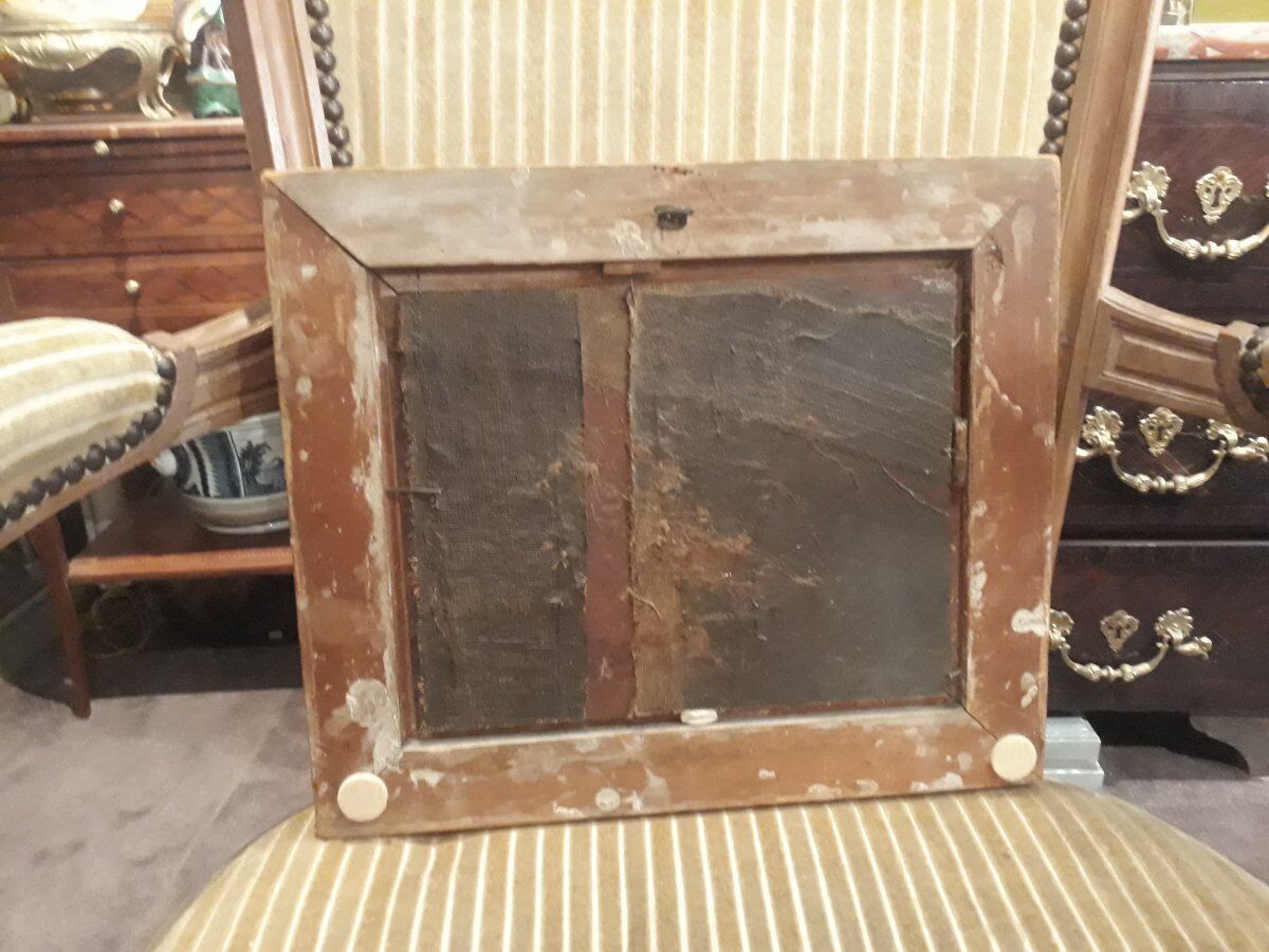 Oil on panel, charette 19th century