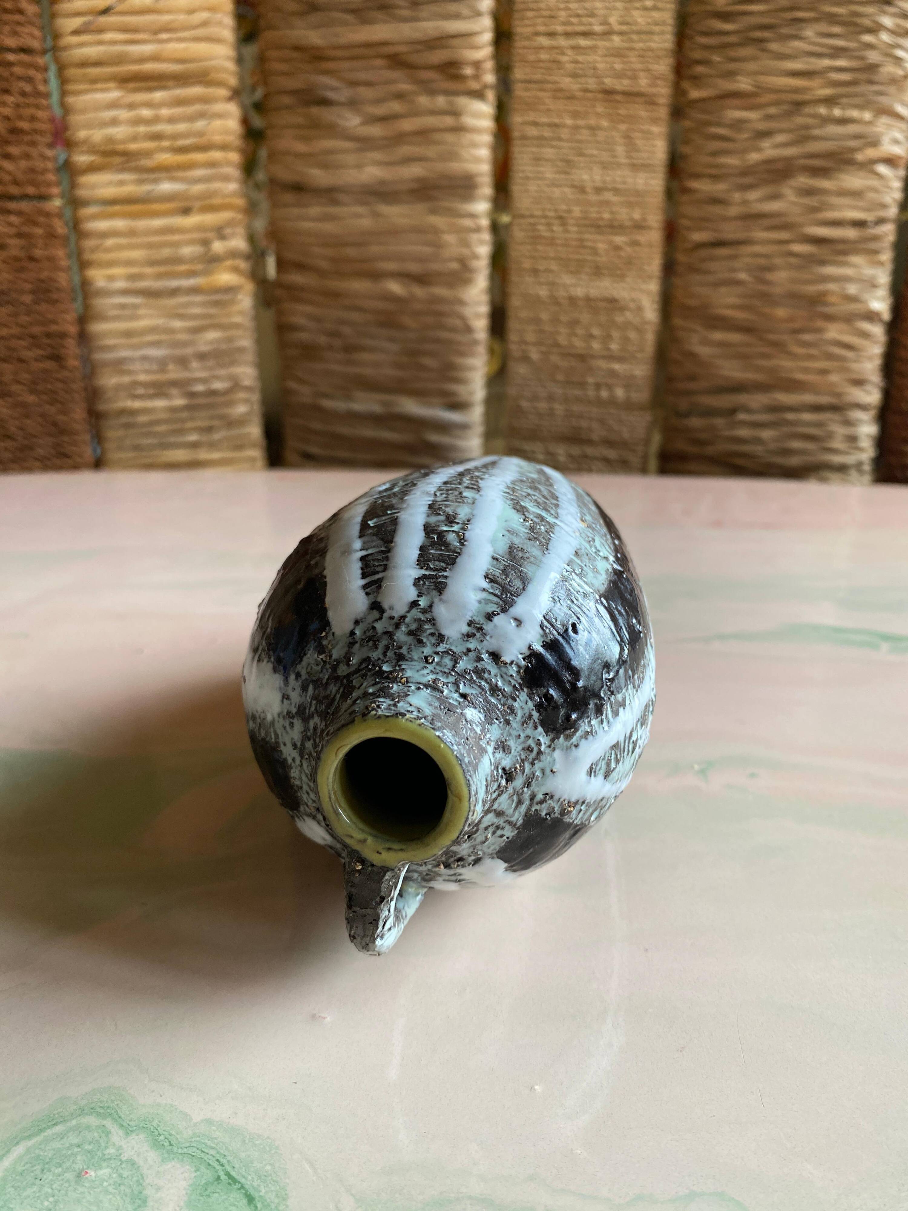 Black and White Ceramic Vase, "Progresso" by Ingrid Atterberg, for Upsala Ekeby