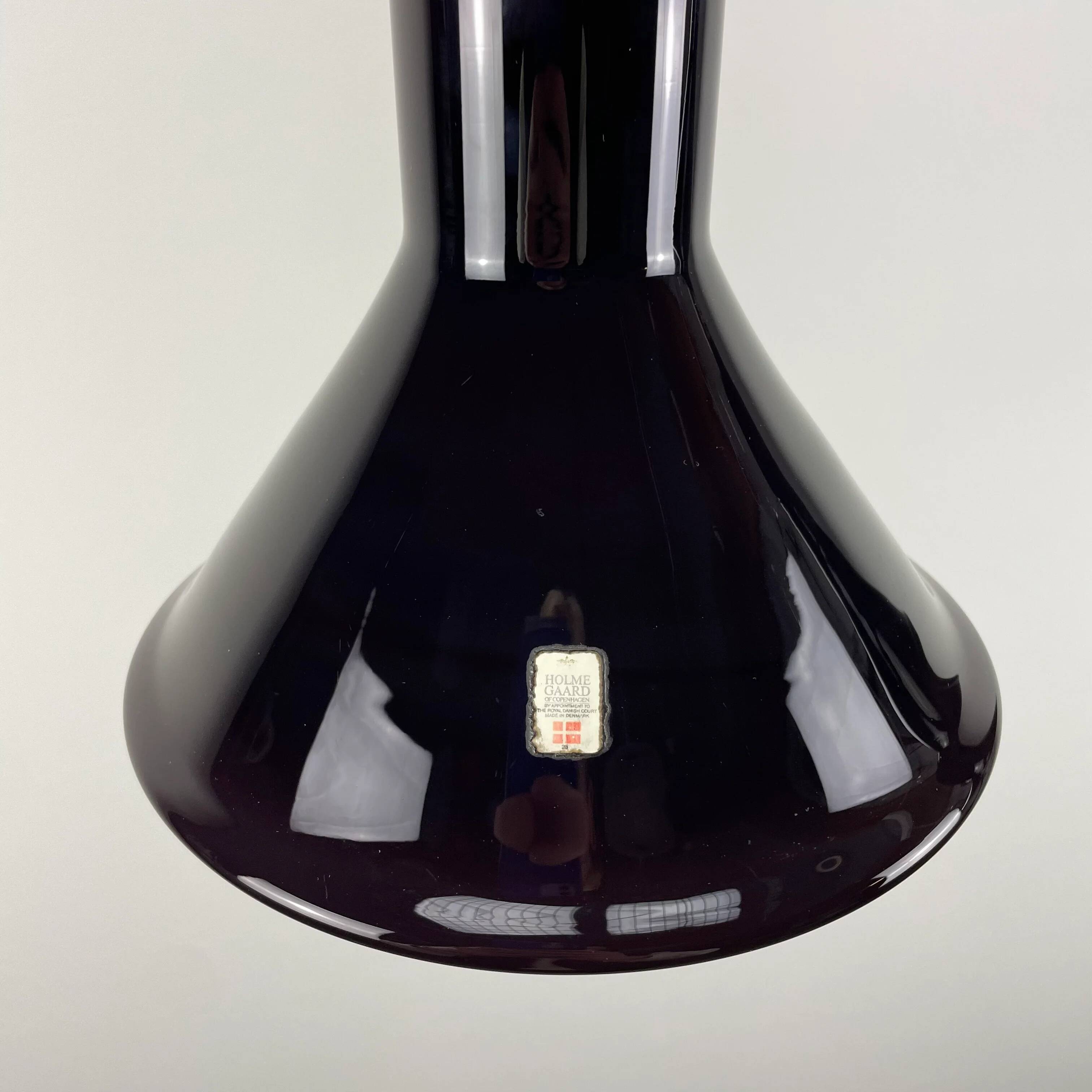 Pair of MINI glass purple pendants by P&T by Michael Bang for Holmegaard 1970