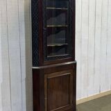 Encoignure anglaise XIXème en noyer, acajou et chêne