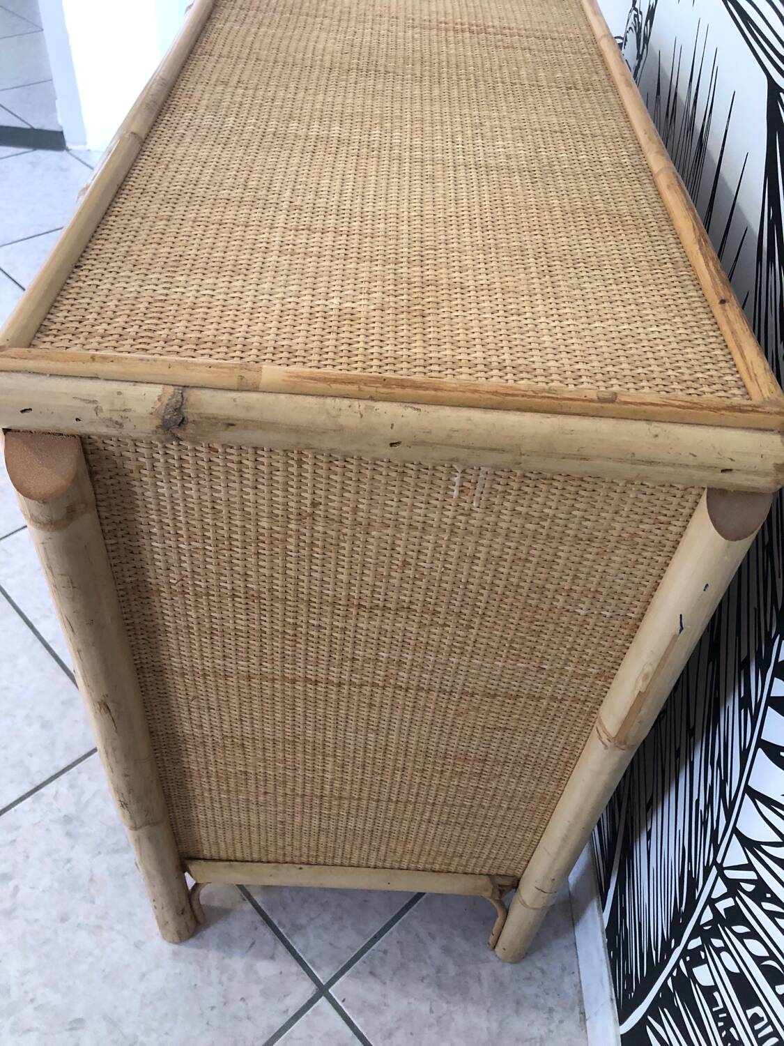 Commode bambou et rotin