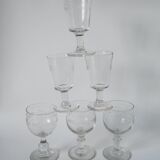 Set of 6 mismatched 19th century wine glasses