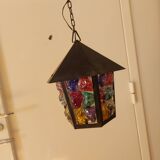 Pendant light, stained glass vestibule lantern