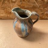 Ancien pichet en grès flammée marron bleu art nouveau vintage