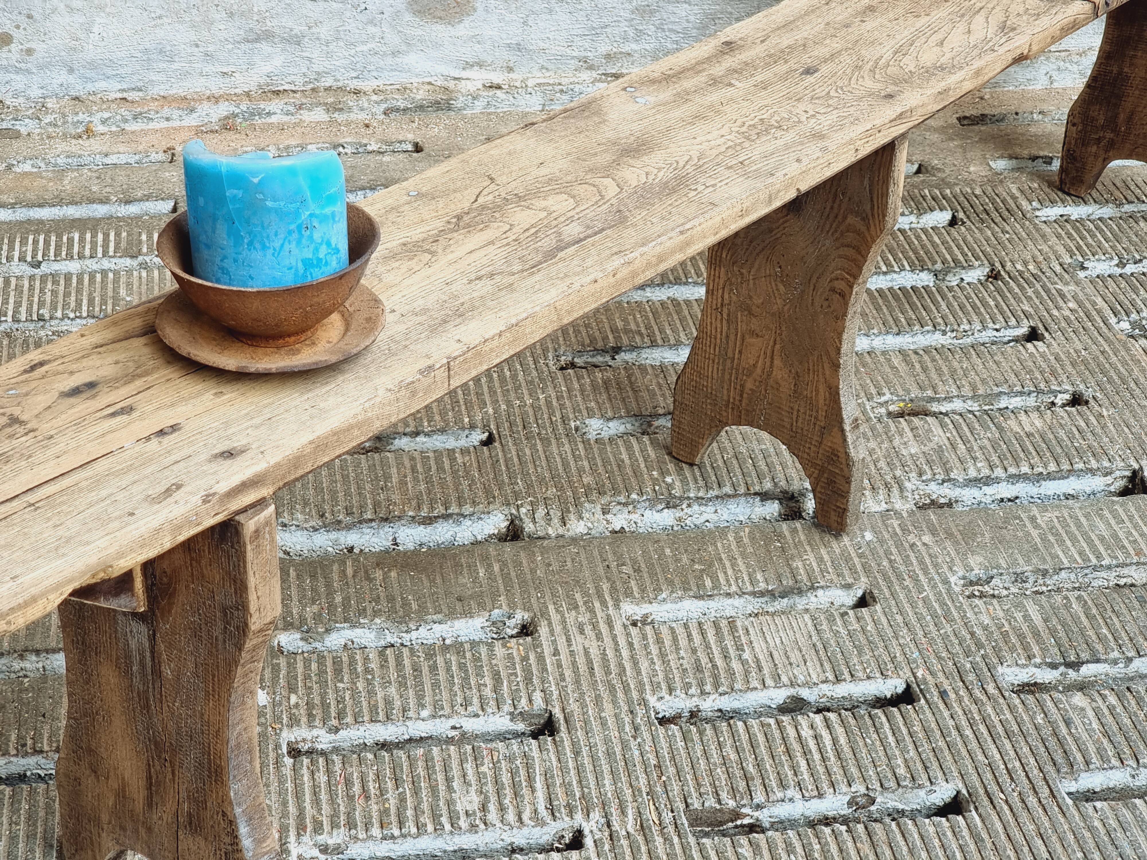 Vintage wooden bench, side table