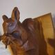 Vintage hand-carved wooden squirrel bookend
