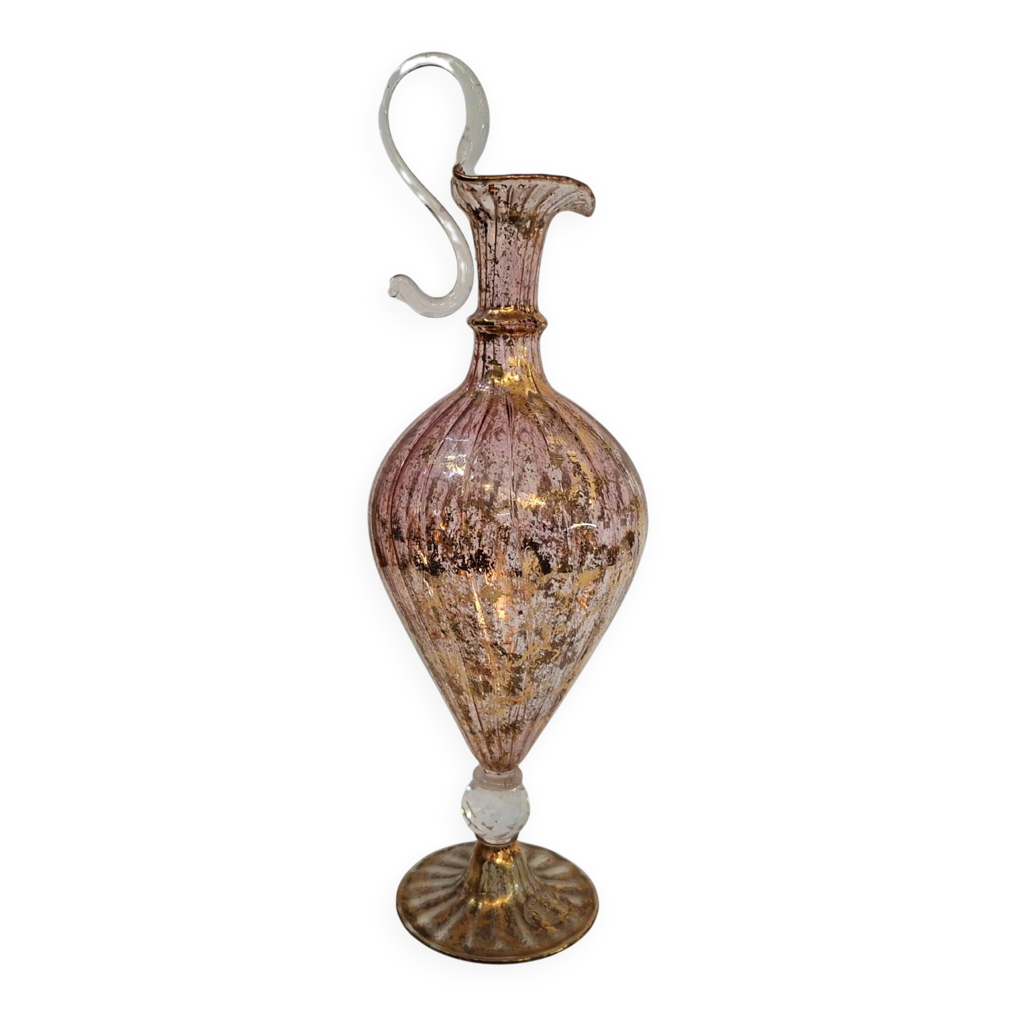 Elegante Ampolla in Vetro di Murano Rosa e Decori Dorati – Lavorazione Arti