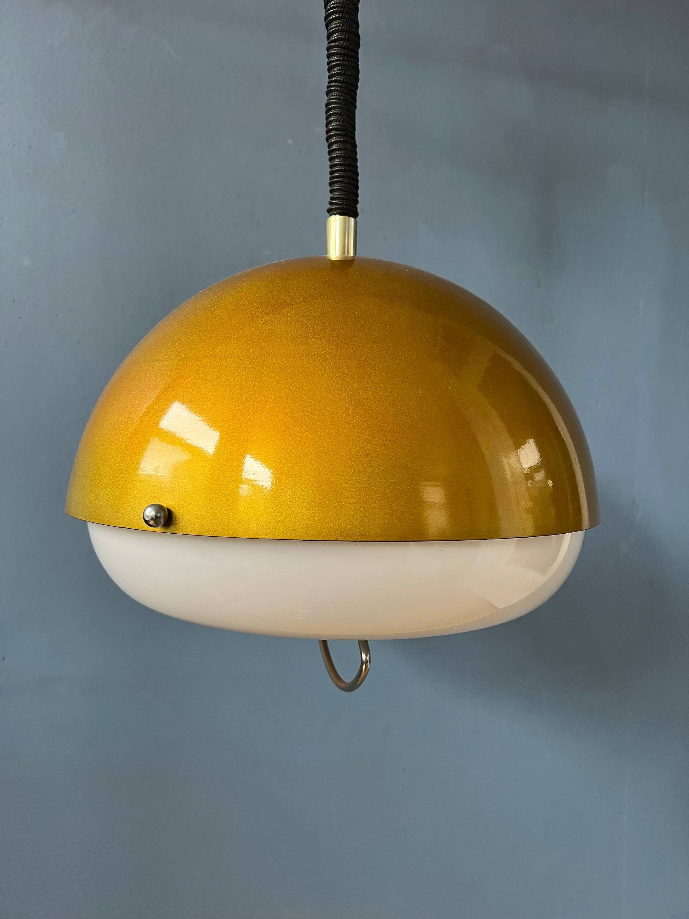 Mid-Century gold glitter suspension - Space Age pendant lamp - metallic moon light fixture