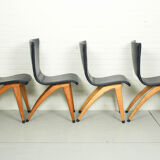 Ensemble de 6 chaises de salle à manger en similicuir Cor van Os modèle Swing, années 1960