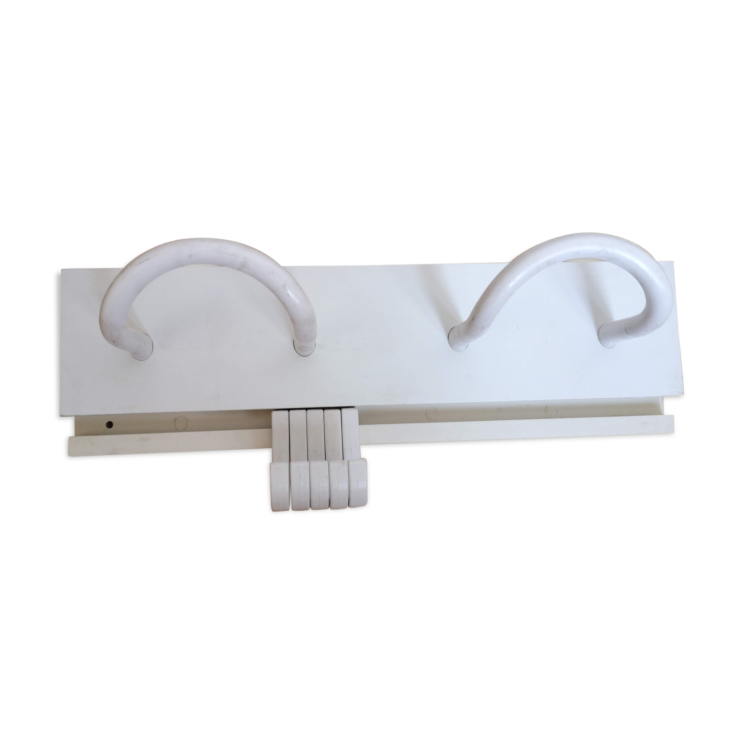 Wall coat rack 2 pads Kartell design vintage plastic white