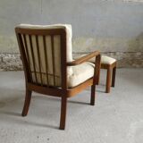 Oak armchair and ottoman, 1960