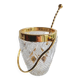 Seau à glace en cristal taillé du milieu du siècle Val Saint Lambert avec détails dorés et cuillère