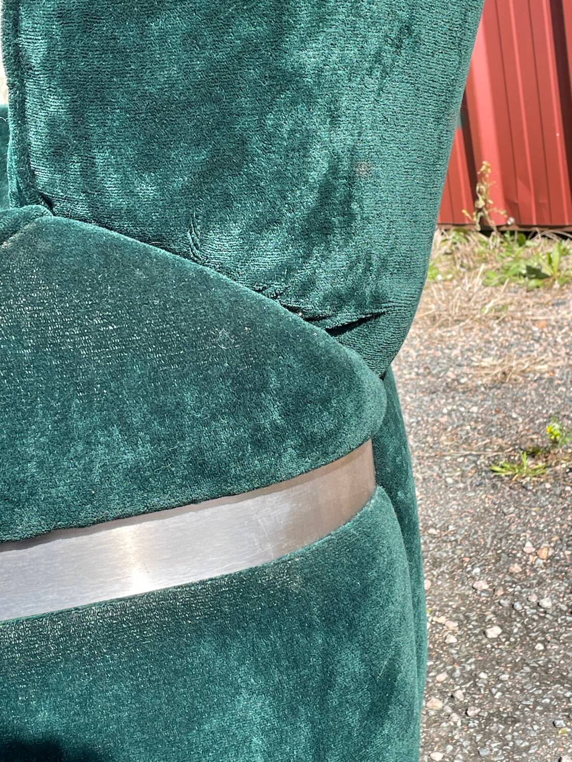 Green velvet armchair "spage age" by Beka, 1970