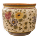 Large Italian Hand-Painted Ceramic Jardinière with Floral and Grape Motifs,