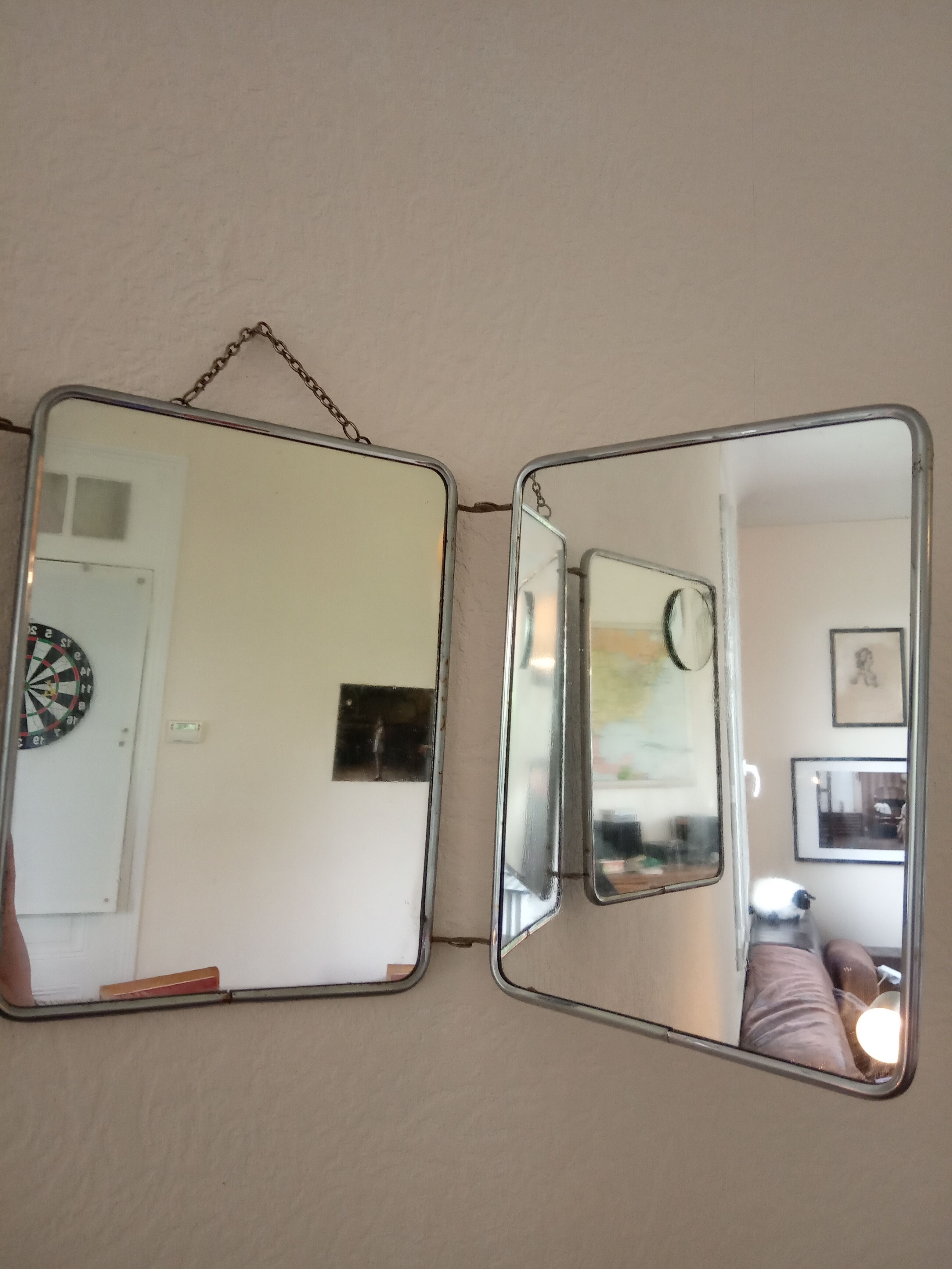 Barber triptych with magnifying mirror 24x19cm