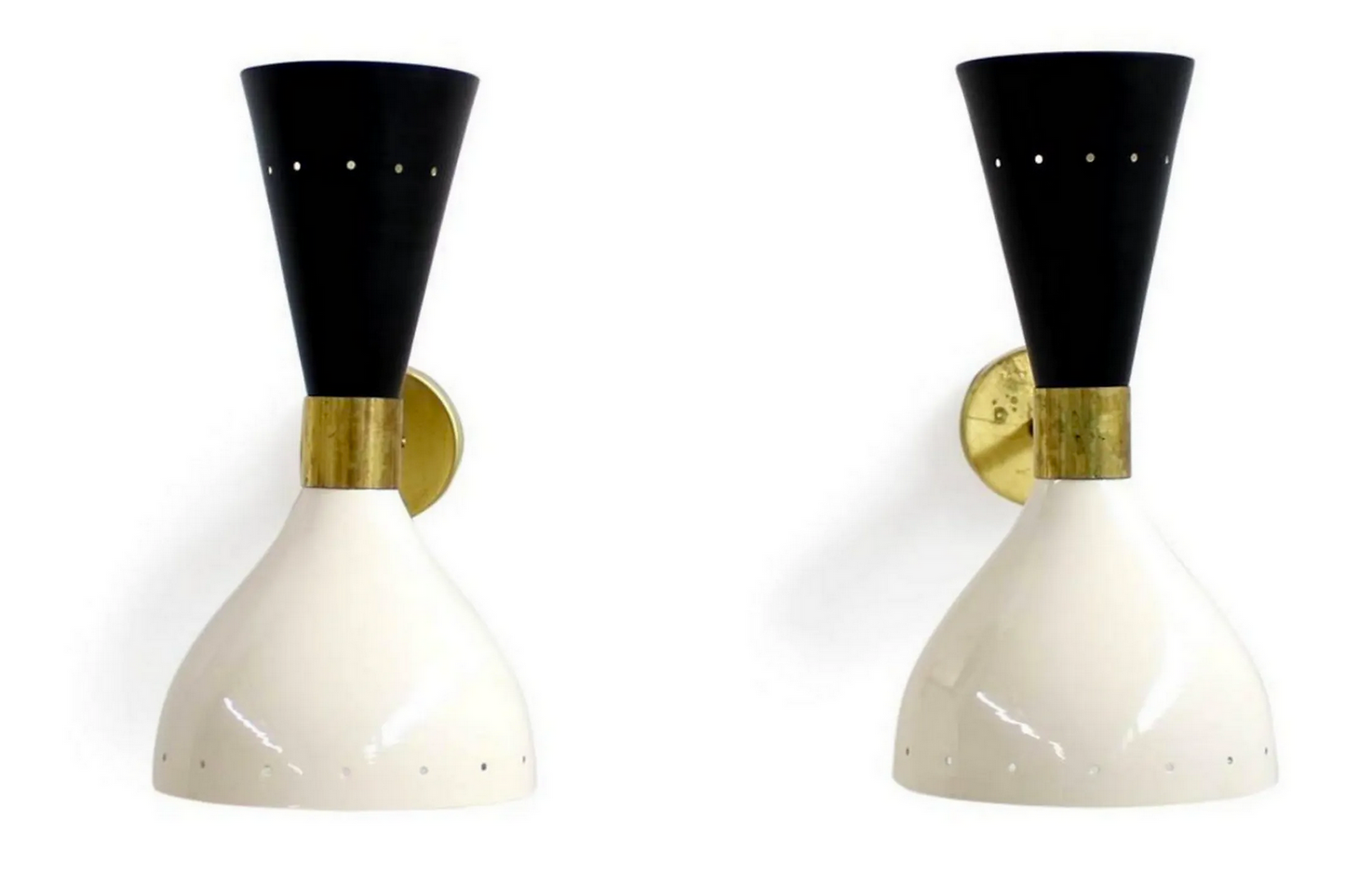 Pair wall lamps moonlight white & black