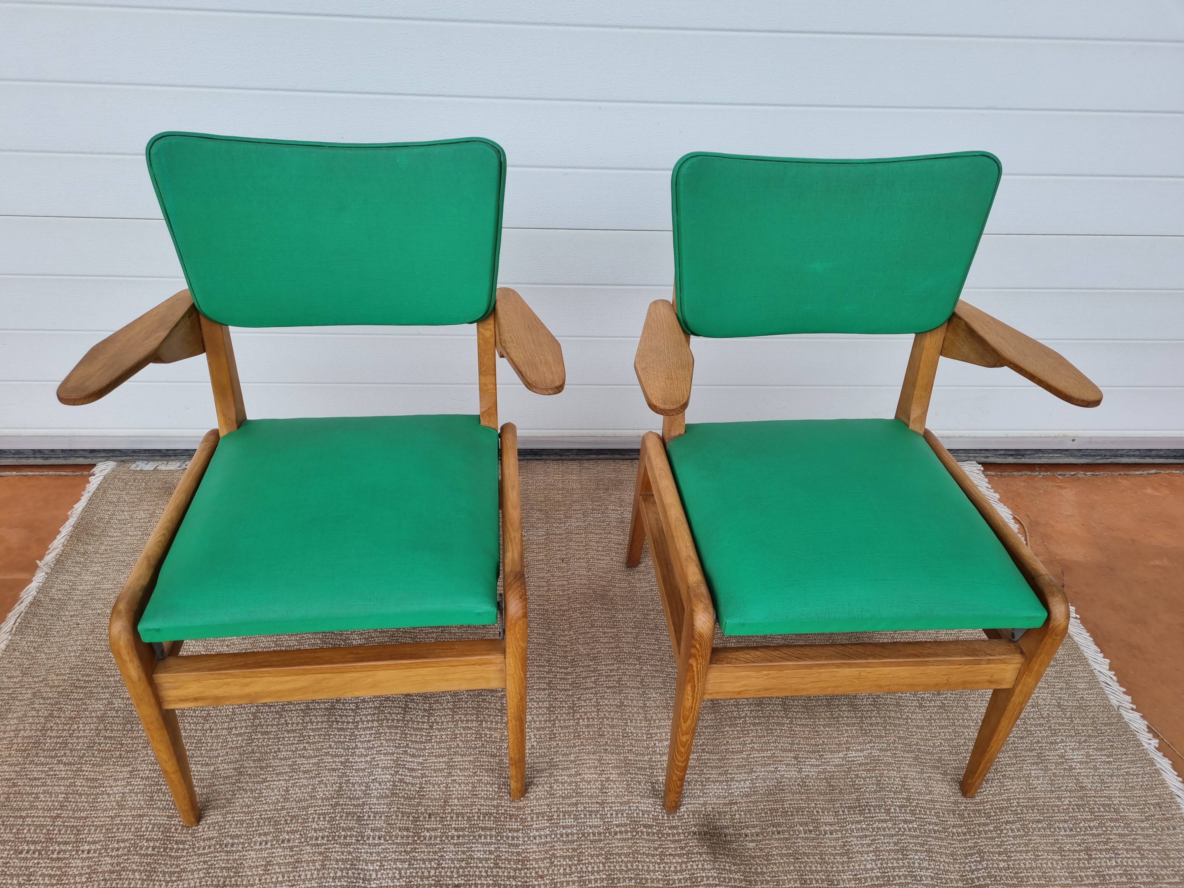 2 old scandinavian-style armchairs with 2 positions 50s