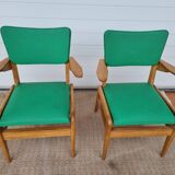2 old scandinavian-style armchairs with 2 positions 50s